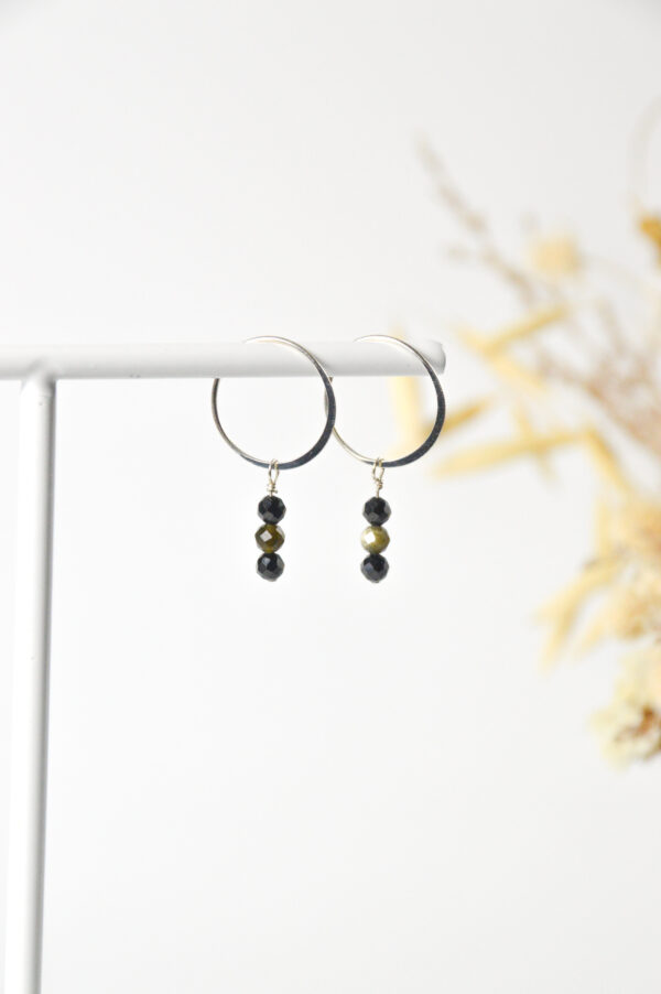Spinel Obsidiaan oorbellen ringetjes